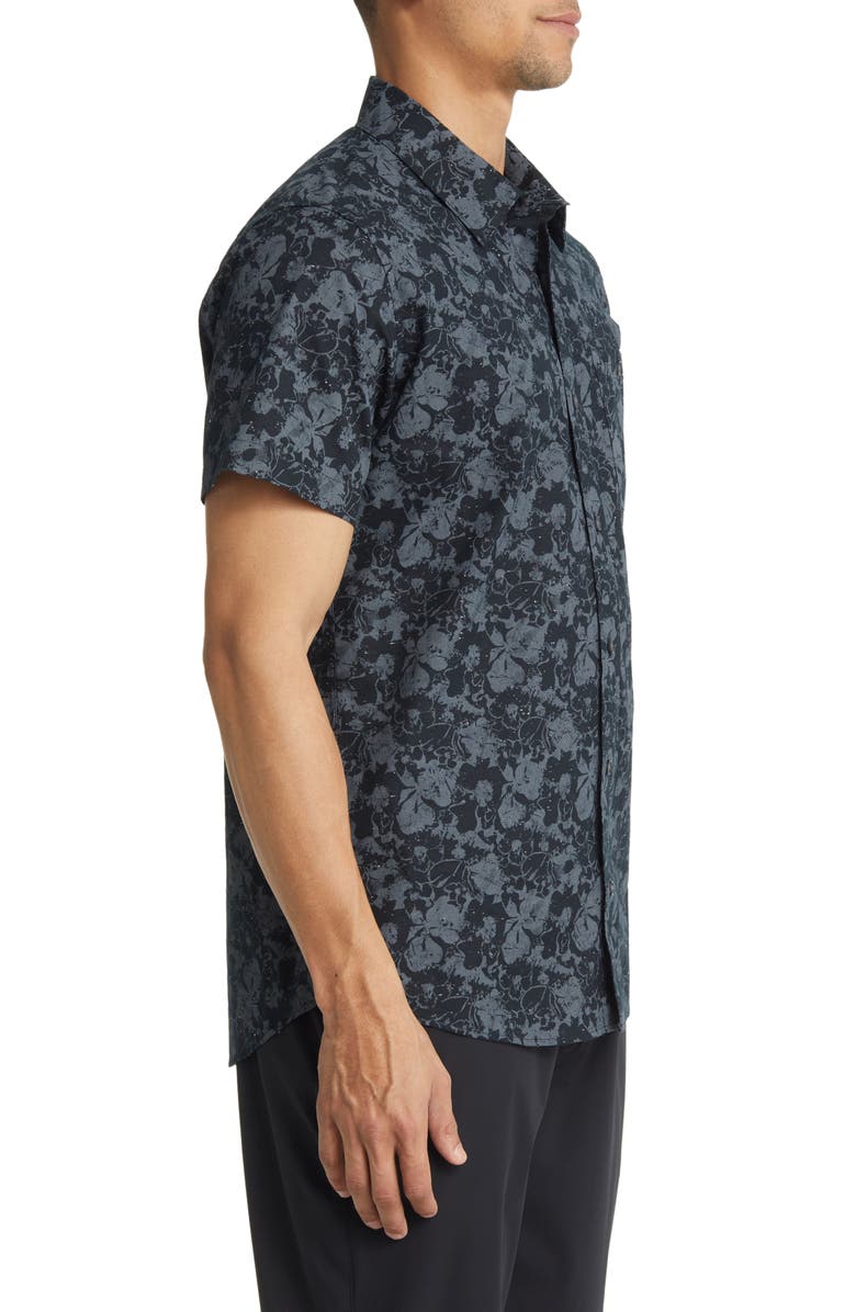TravisMathew Misplaced Memory Short Sleeve Button-Up Shirt, Alternate, color, Black