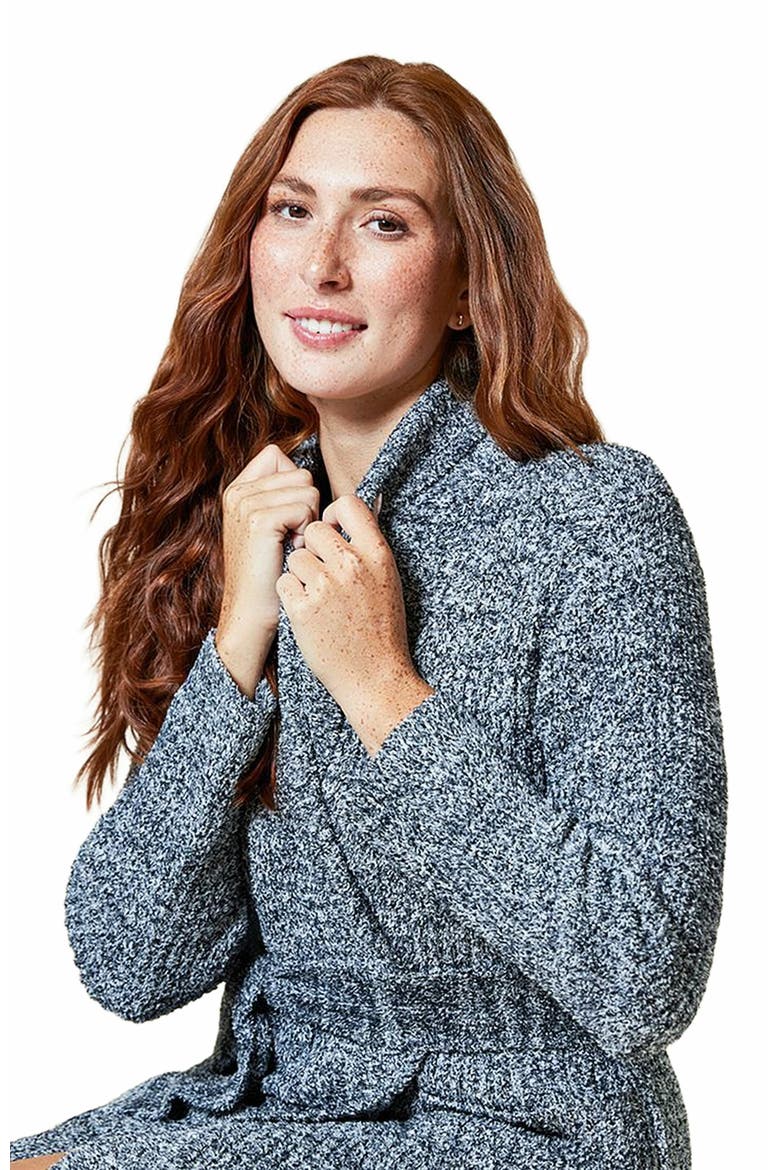 Heather Marshmallow Wrap Robe, Alternate, color, Heather Black