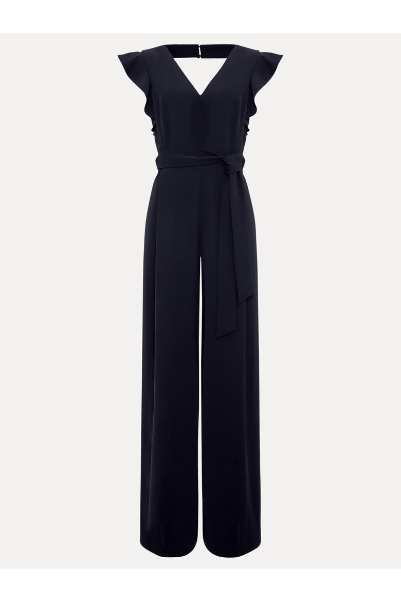 Kallie Frill V-Neck Jumpsuit, Alternate, color, Navy