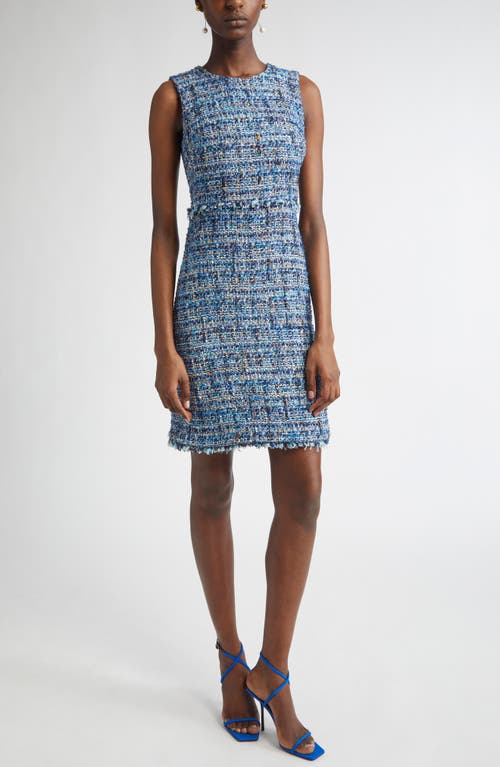 St John St. John Collection Eyelash Tweed Sheath Dress In Blue