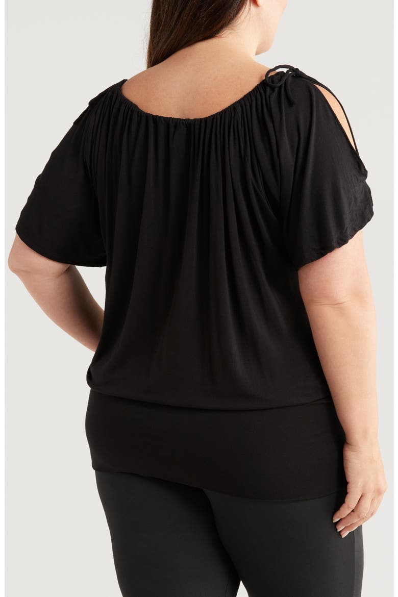 Banded Blouson Top, Alternate, color, BLACK