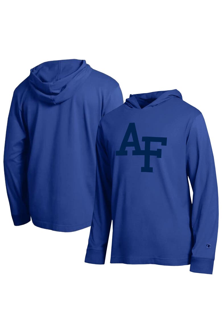 Men's Champion  Royal Air Force Falcons Tonal All-Star Long Sleeve Hooded T-Shirt, Main, color, Royal