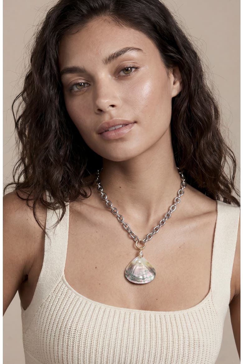 Mixed Metal Shell Statement Necklace, Alternate, color, MIXED METAL