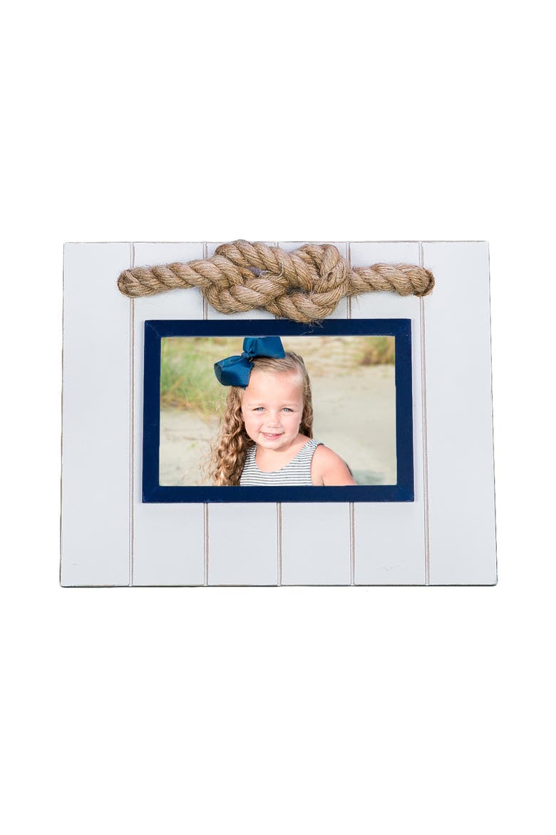 4X6 White Wood Photo Frame With Jute Rope, Main, color, White