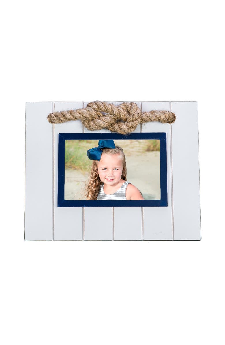 Beachcombers 4X6 White Wood Photo Frame With Jute Rope, Main, color, White