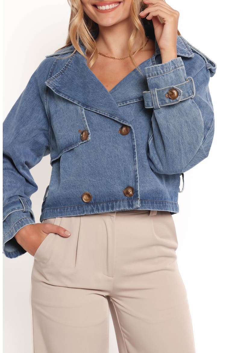 Westwood Double Breasted Crop Denim Jacket, Alternate, color, DENIM