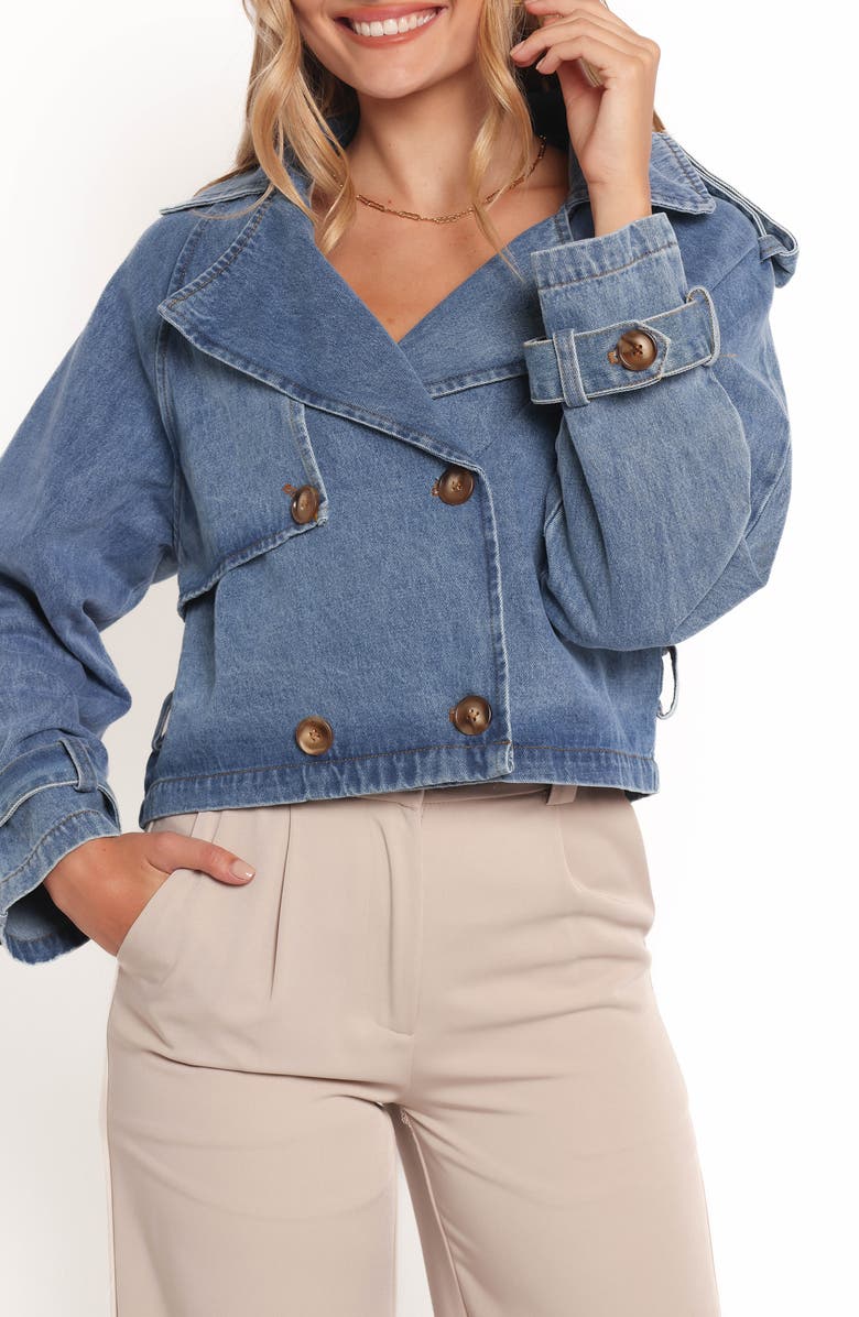 Petal & Pup Westwood Double Breasted Crop Denim Jacket, Alternate, color, Denim