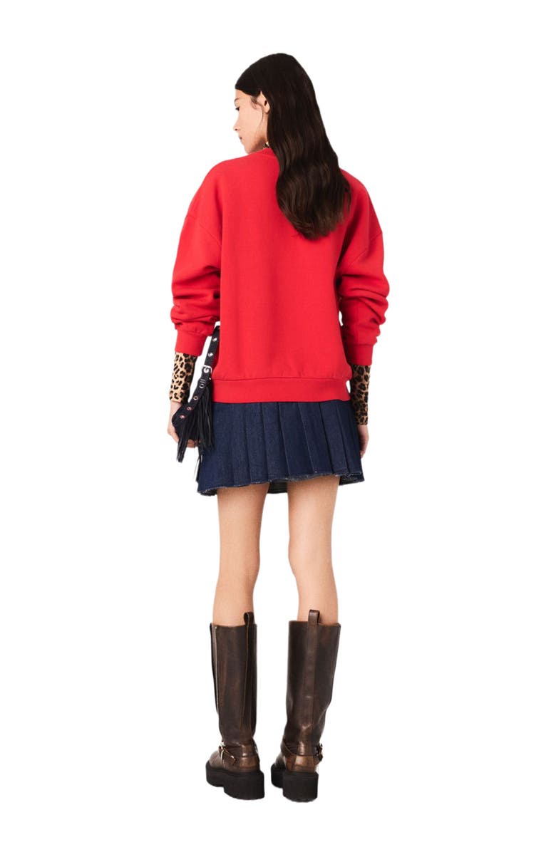 maje Paris New York Lettering Sweatshirt, Alternate, color, Red