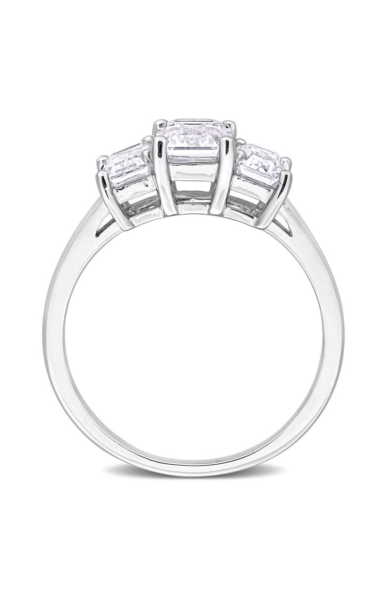 Julianna B. Emerald-cut Moissanite 3-Stone Ring, Alternate, color, Sterling Silver