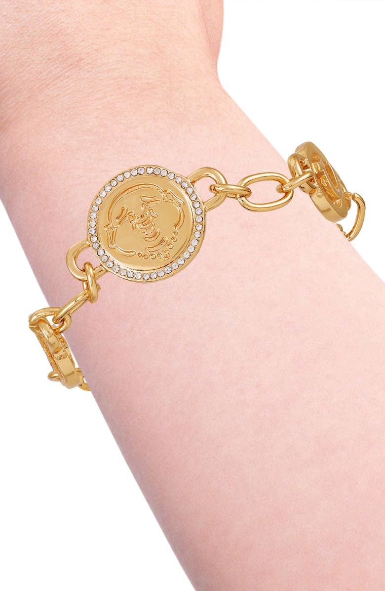 True Religion Crystal Logo Coin Chain Bracelet, Alternate, color, 