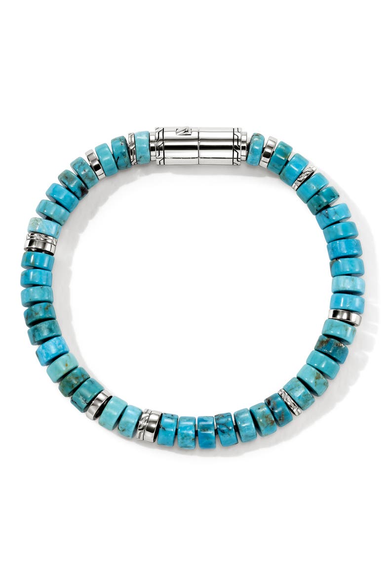 Heishi Beaded Bracelet, Alternate, color, SILVER