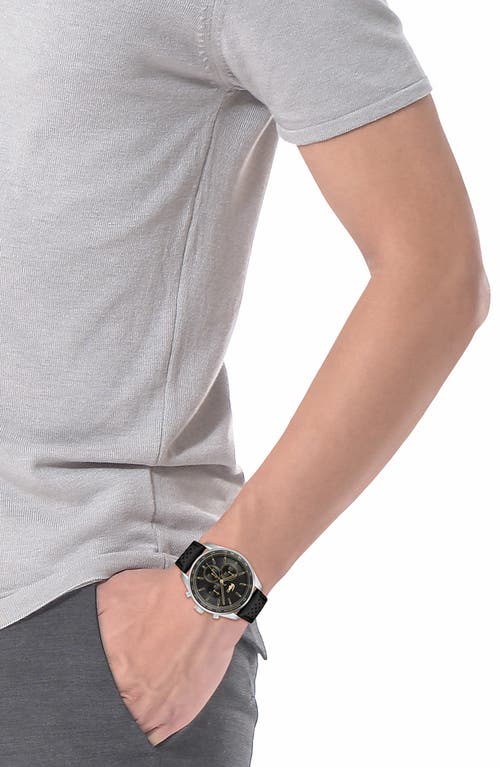 Lacoste Boston Chronograph Leather Strao Watch, 42mm In Black