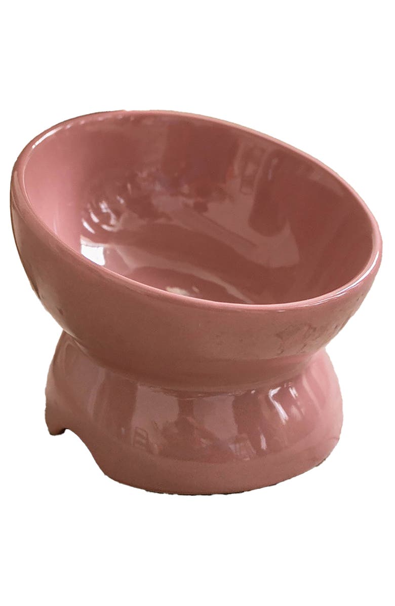 Dexypaws Elevated Ceramic Bowl For Cats 7oz Capacity, Alternate, color, Pink