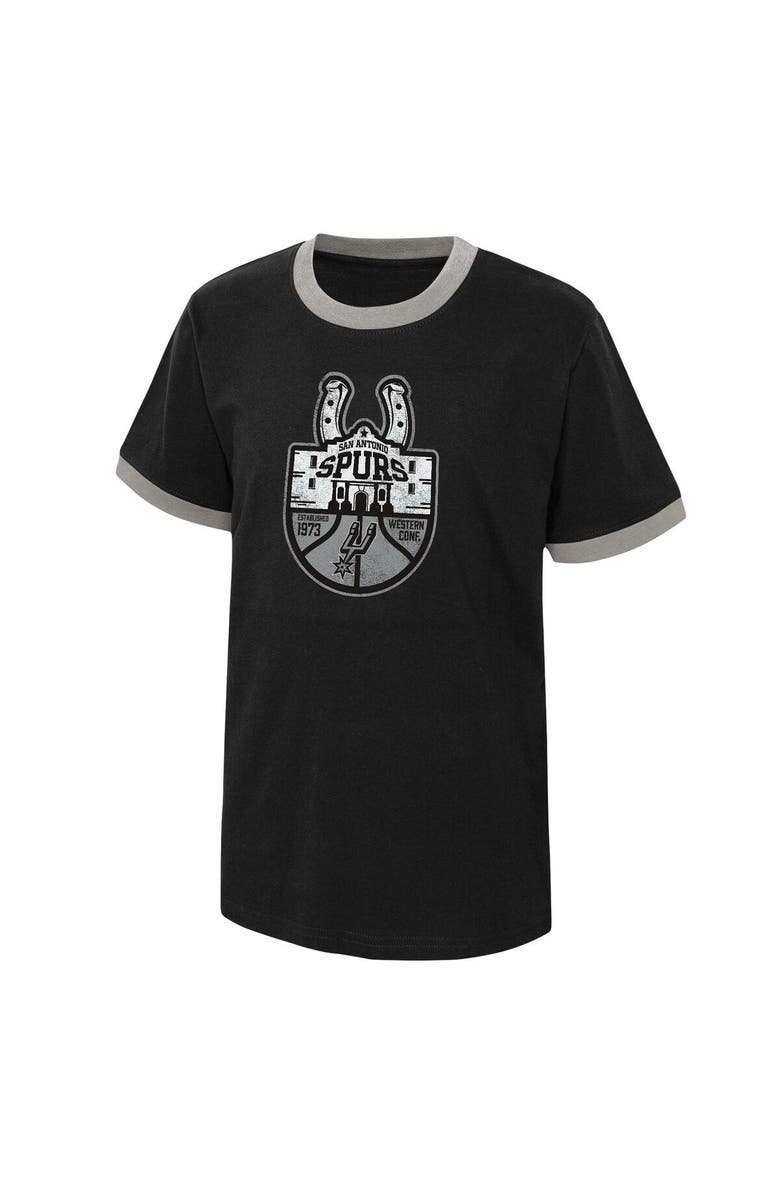 Outerstuff Youth Black San Antonio Spurs Hoop City Hometown Ringer T-Shirt, Alternate, color, 