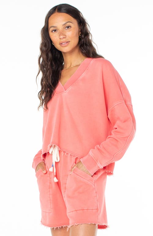 Roxy Lowland Pullover V-neck Sweater In Pink