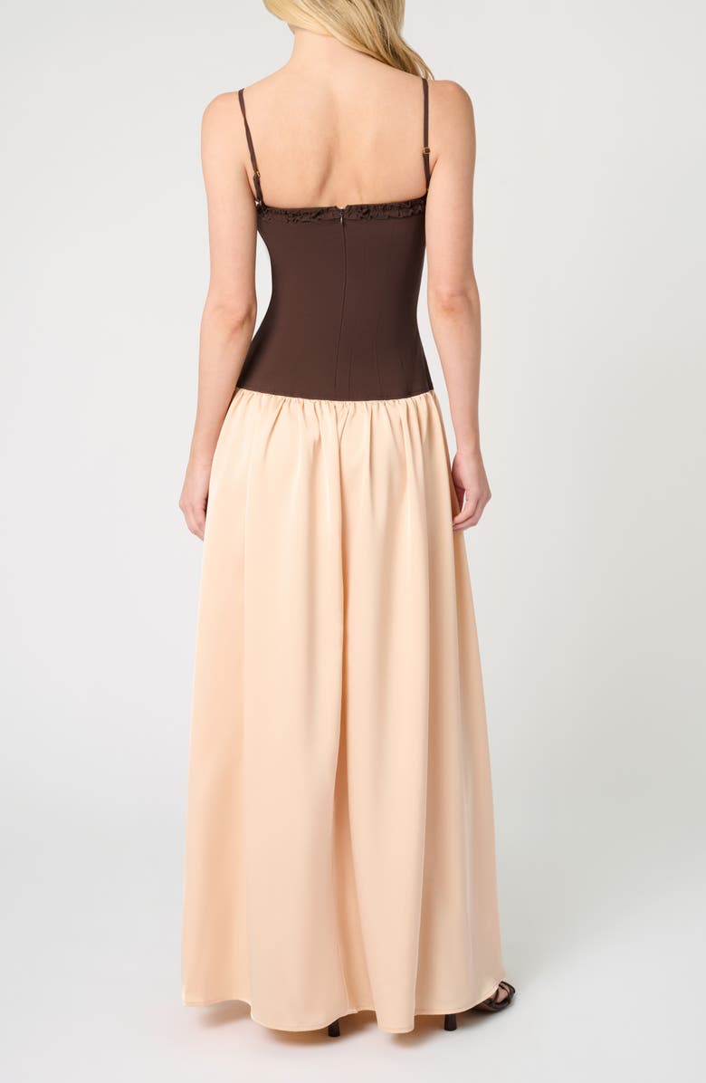 WeWoreWhat Corset Bodice Maxi Dress, Alternate, color, Chestnut/ Beige