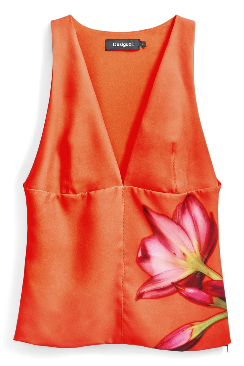 Floral Deep V-Neck Tank, Alternate, color, ORANGE