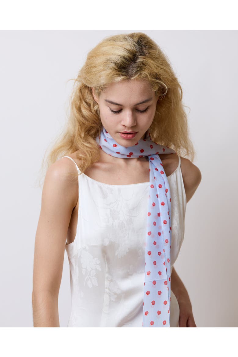 "Petal Veil" Silk Chiffon Neck Scarf, Alternate, color, Blue