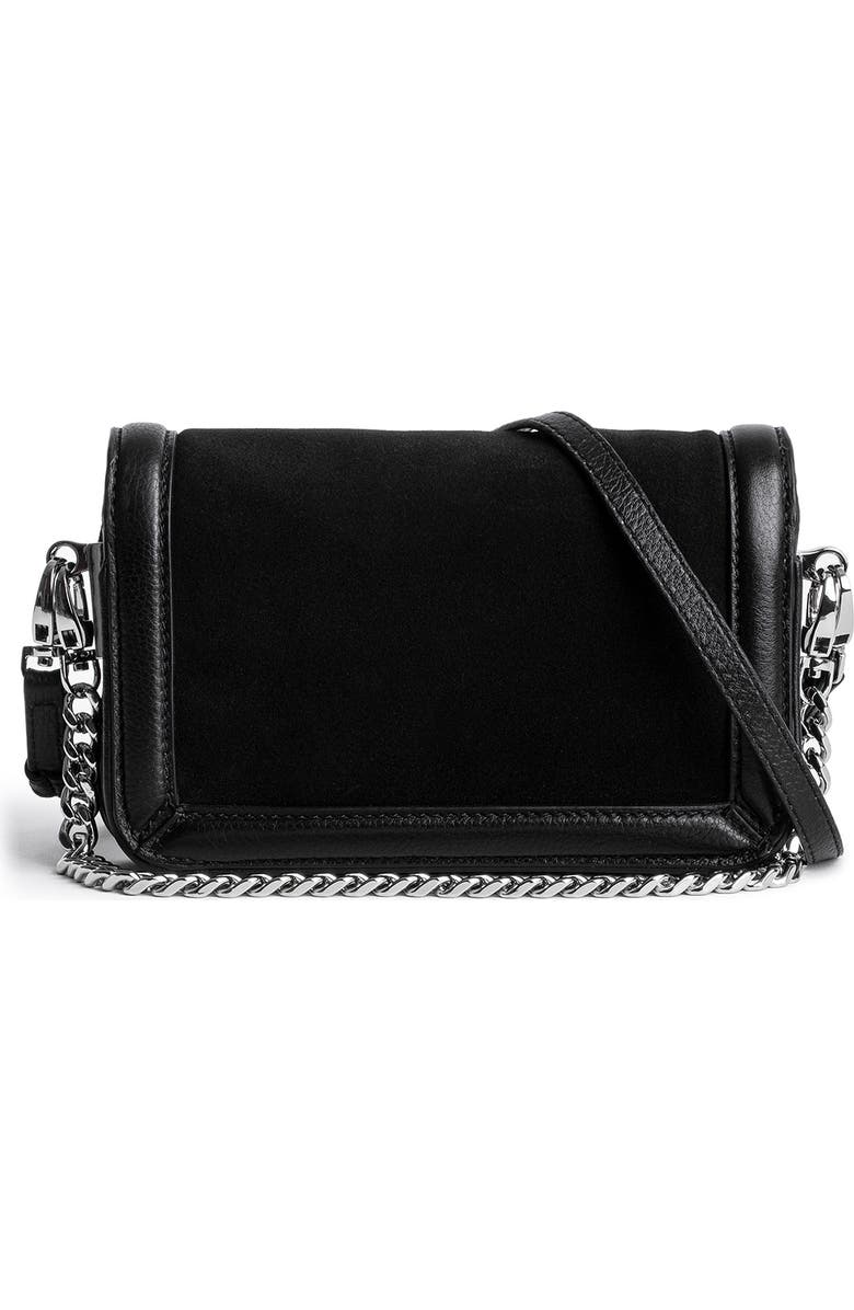Zadig & Voltaire Nano Rock Suede & Leather Crossbody Bag, Alternate, color,