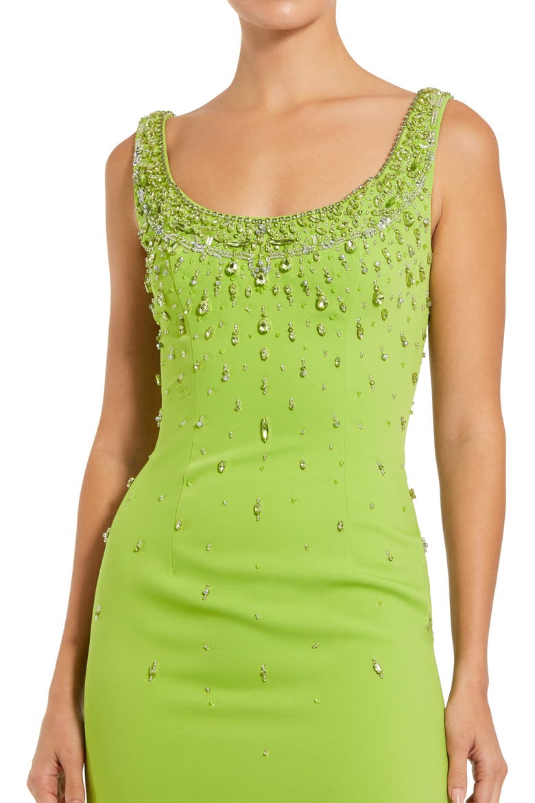Beaded Crepe Scoop Neck Sleeveless Sheath Midi Dress, Alternate, color, Pear