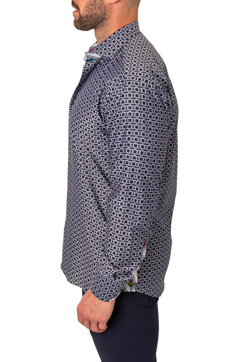 Maceoo Einstein Geo Print Contemporary Fit Button-Up Shirt, Alternate, color, Grey