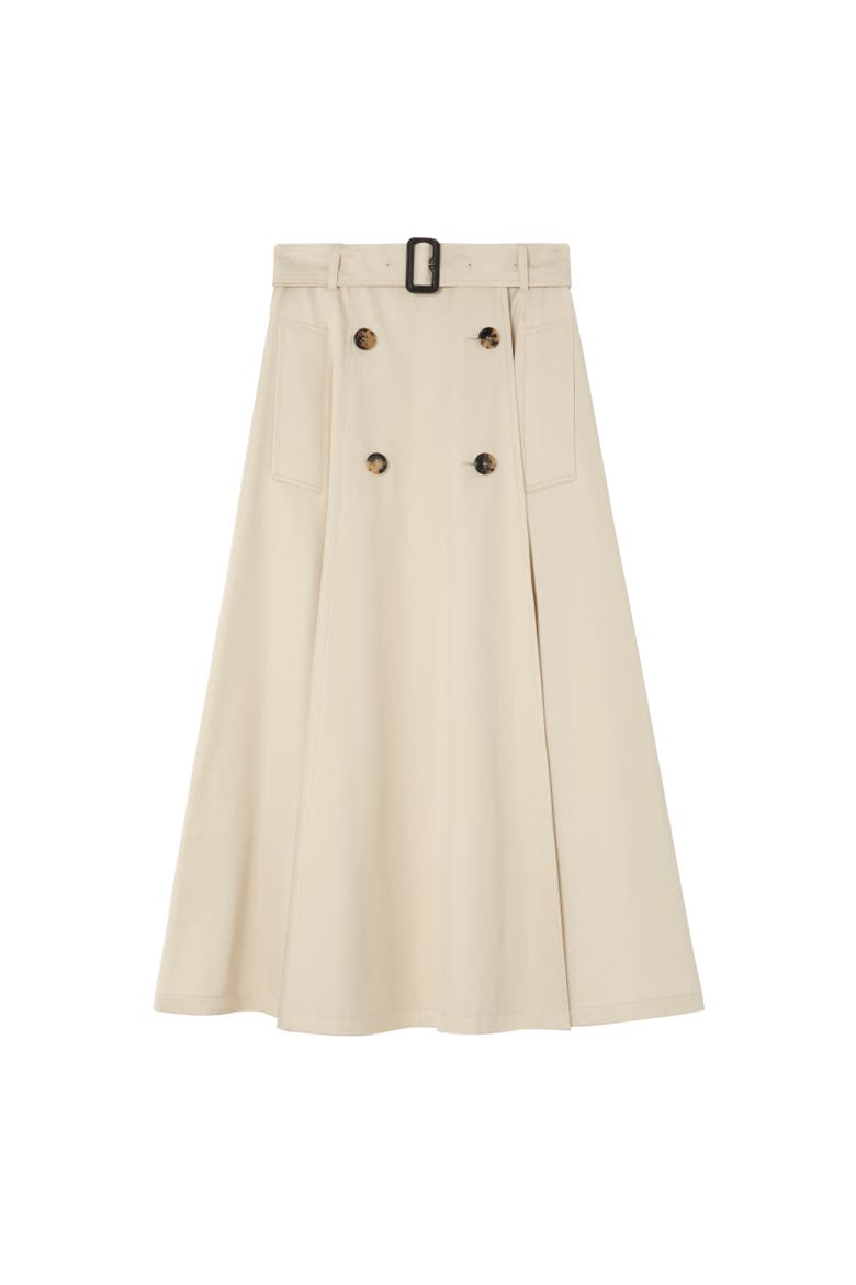 Gabardine Trench Midi Skirt, Alternate, color, Clam beige