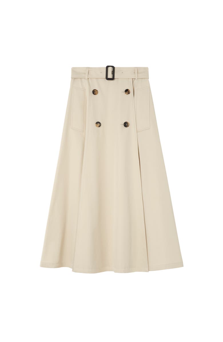 Burberry Gabardine Trench Midi Skirt, Alternate, color, Clam Beige