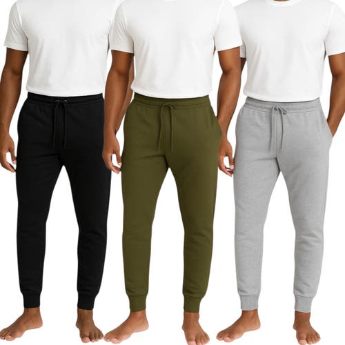 Benben 3 Pack Ultra Soft Fleece Jogger Sweatpants In Multi