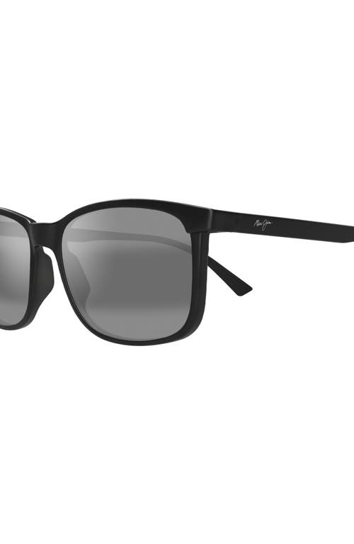 Maui Jim Hulili 57mm Polarized Rectangular Sunglasses In Black/neutral Grey