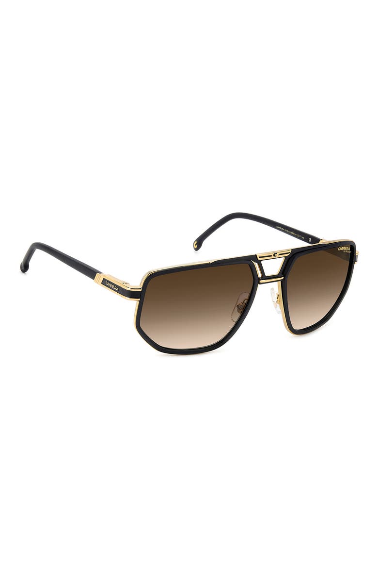 61mm Gradient Geometric Square Sunglasses, Alternate, color, BLACK GOLD/ BLACK BROWN GREEN