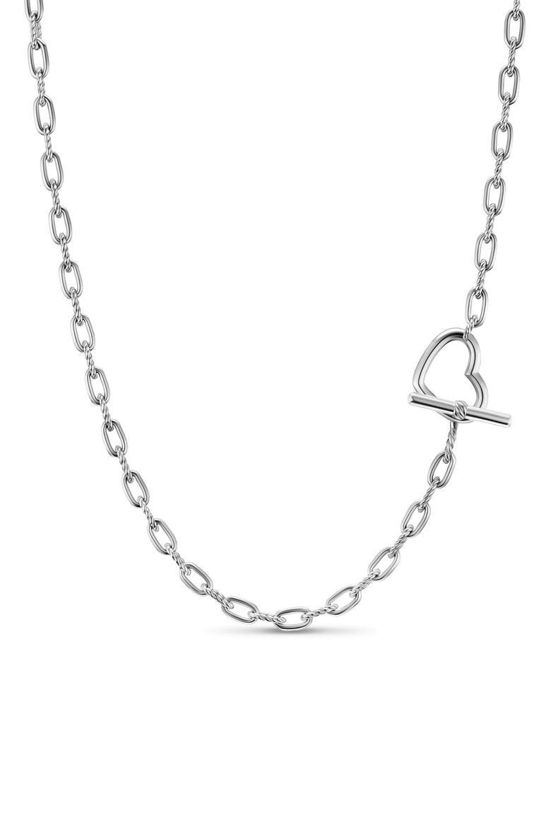 Madison® Heart Toggle Chain Necklace in Sterling Silver, 3mm, Main, color, SILVER DOME