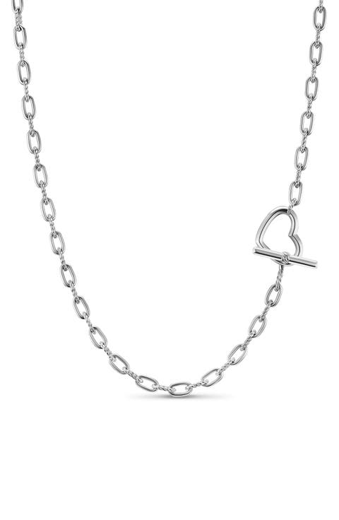 Madison® Heart Toggle Chain Necklace in Sterling Silver, 3mm