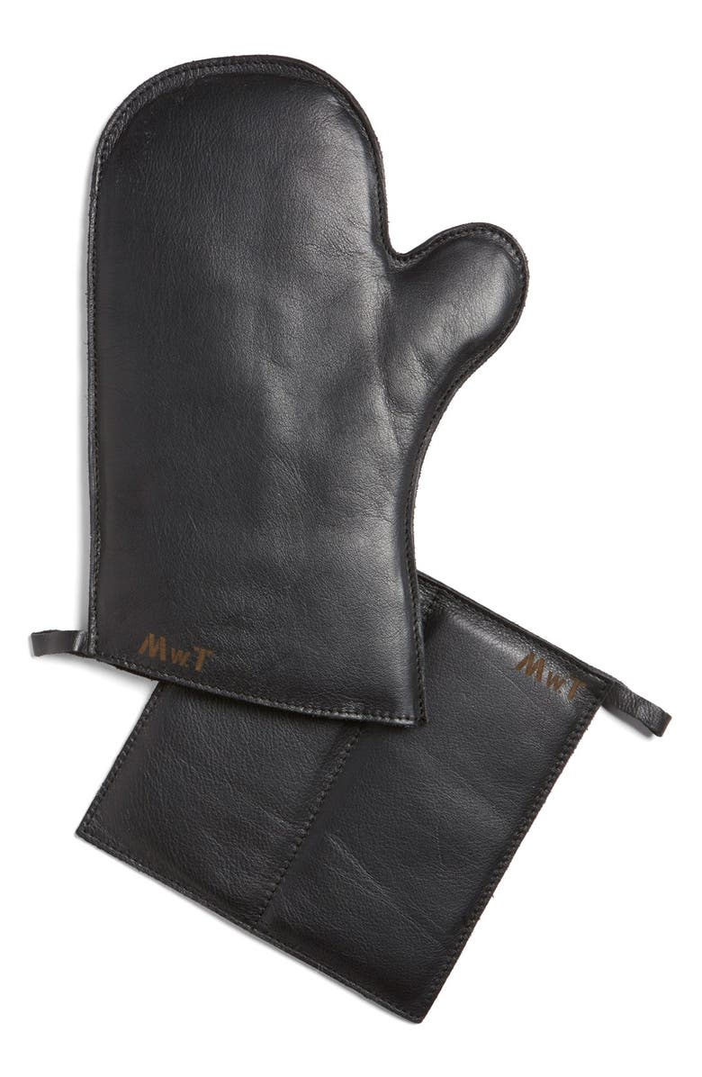 Malle W. Trousseau Calfskin Leather Oven Mitt & Pot Holder, Main, color,