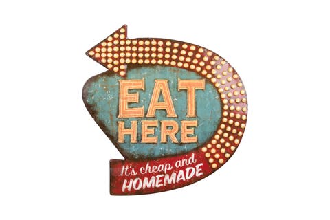 Metal "Eat Here" Retro Wall Decor, Multicolor