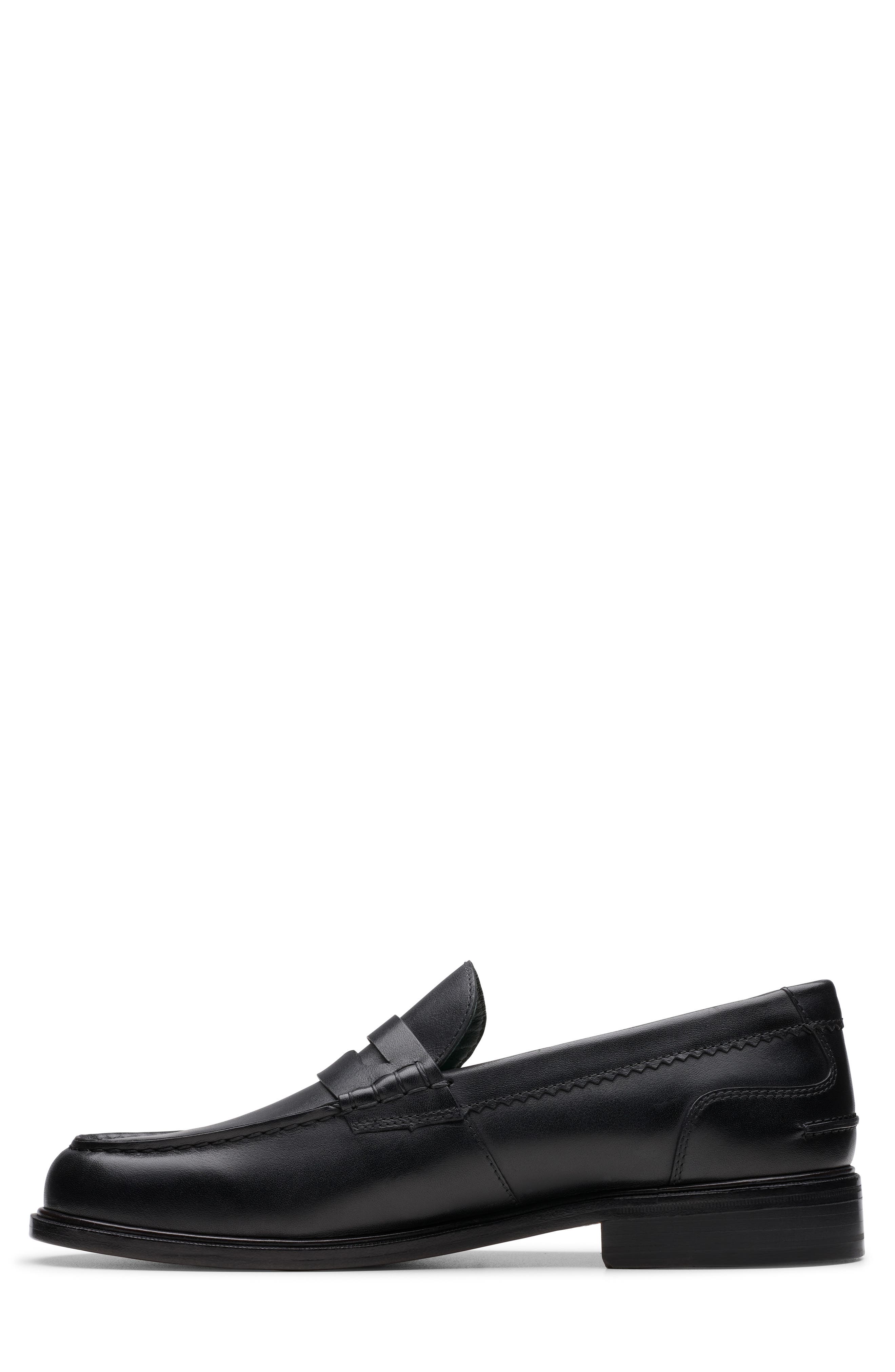 Clarks<sup>®</sup> Craft James Lo Penny Loafer, Alternate, color, Black Leather