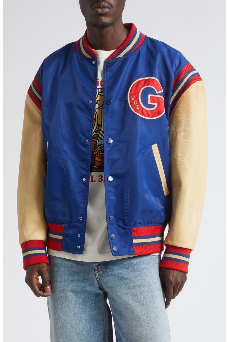 Journey Randley Bomber Jacket, Main, color, BELLWETHER/ NATURAL/ RED