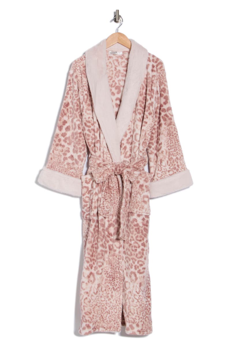 Natori Leopard Faux Fur Robe, Alternate, color, Blush