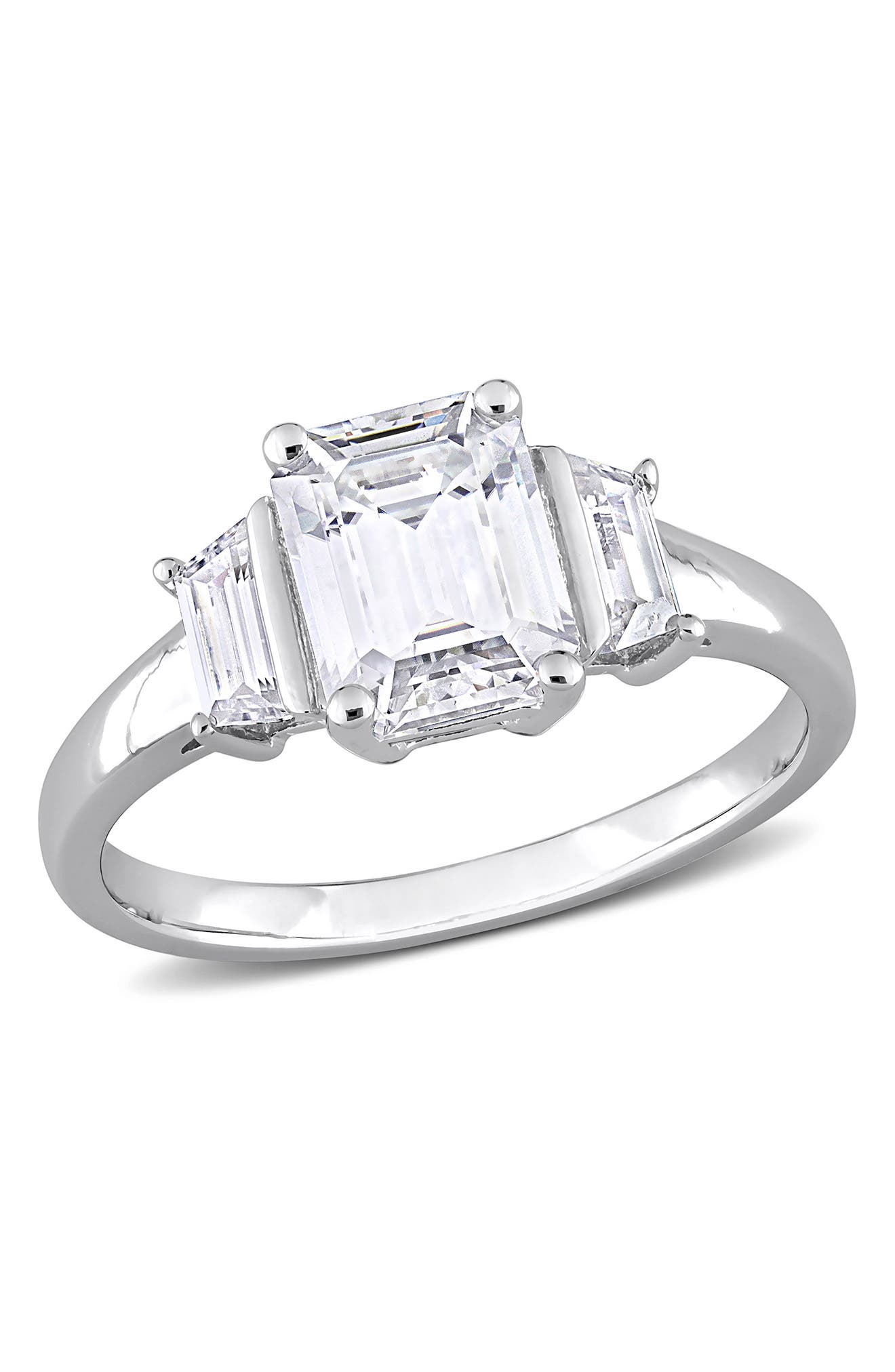 DELMAR Sterling Silver Created Moissanite Ring