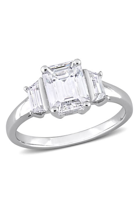 Sterling Silver Created Moissanite Ring