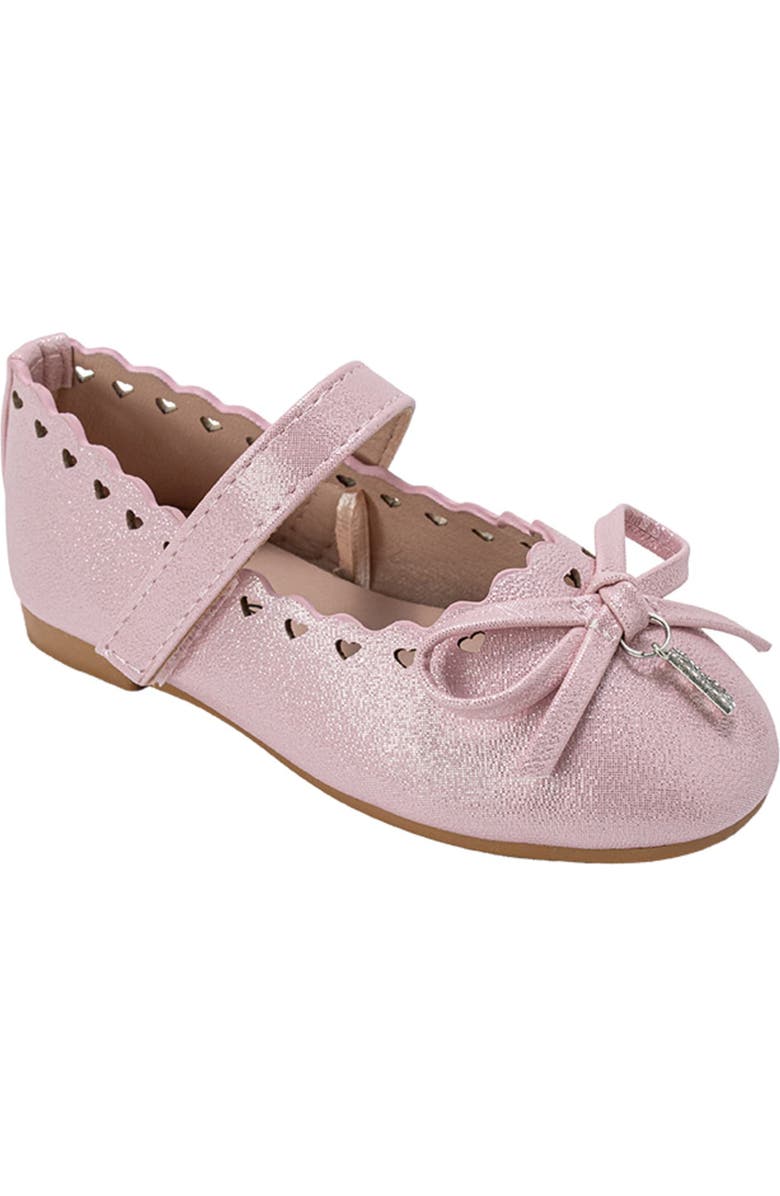 bebe Gigi Heart Perforated Mary Jane Flat, Main, color, Light Pink