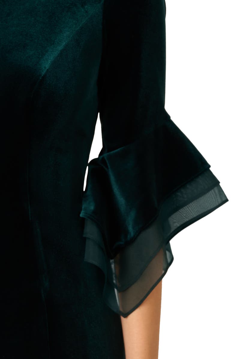 Adrianna Papell Velvet Bell Sleeve Sheath Dress, Alternate, color, 