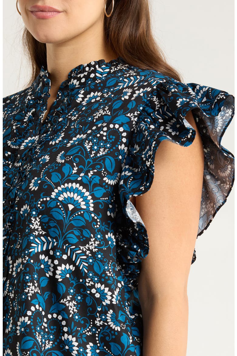 Etta Floral Print Sleeveless Top, Alternate, color, TEAL-MULTI