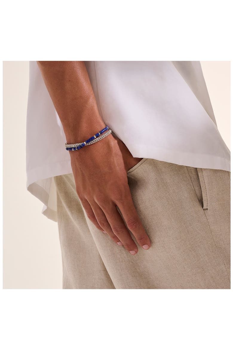 Heishi Chain Wrap, Sterling Silver, Gemstones, Alternate, color, SILVER/BLUE
