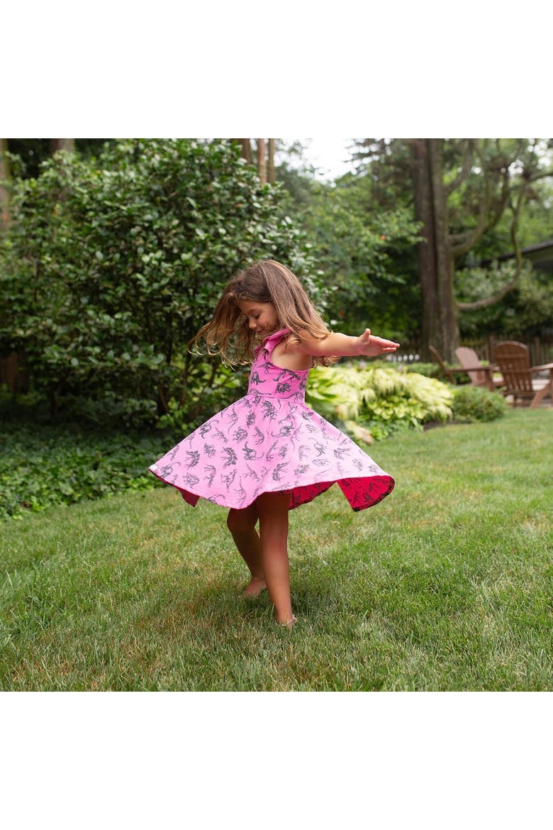 Girls Racer Back Dress, Alternate, color, Dino