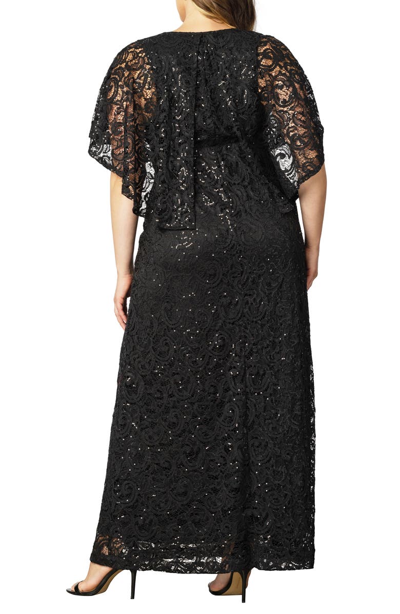 Kiyonna Celestial Cape Sleeve Lace Gown, Alternate, color, 