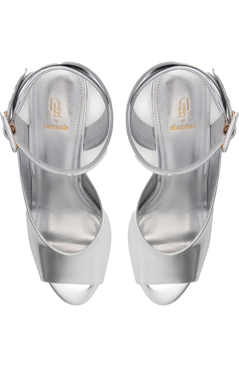 Larroudé x Deena Aljuhani Abdulaziz Wedge Sandal, Alternate, color, Silver Specchio