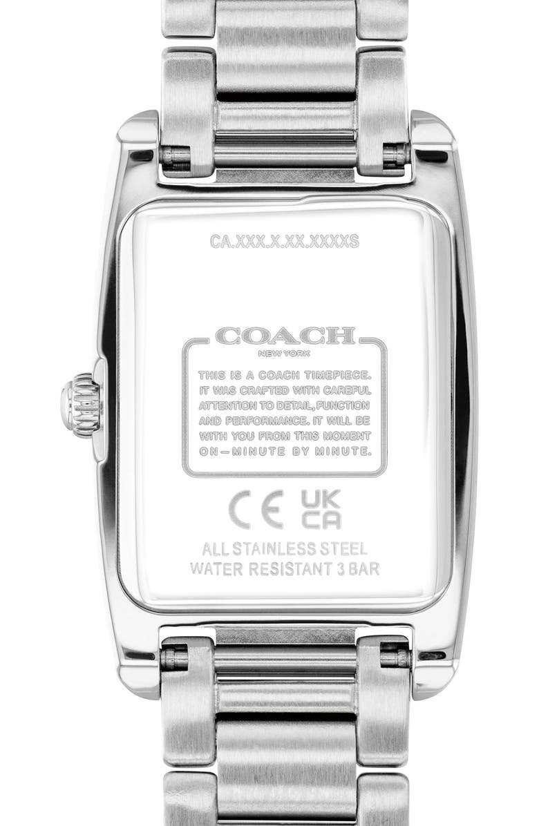COACH Reese Crystal Rectangular Bracelet Watch, 20mm, Alternate, color, Silver