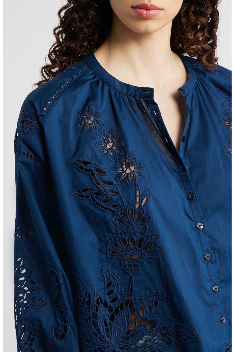 Artisanal Button-Up Top, Alternate, color, NAVY BLUE