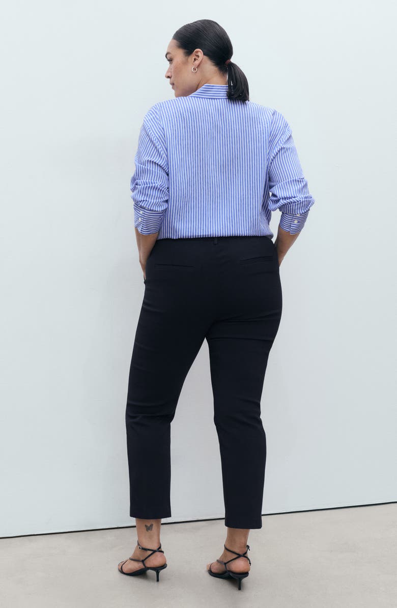 MANGO Ankle Straight Leg Pants, Alternate, color, Navy