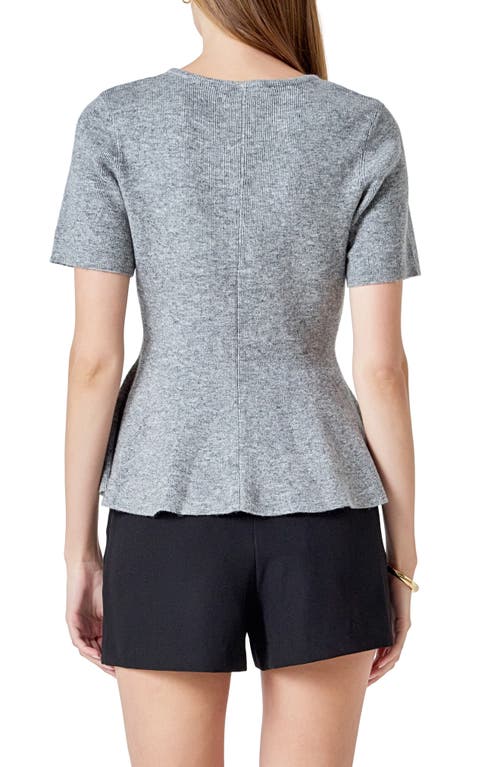 Endless Rose Short Sleeve Peplum Sweater In Gray